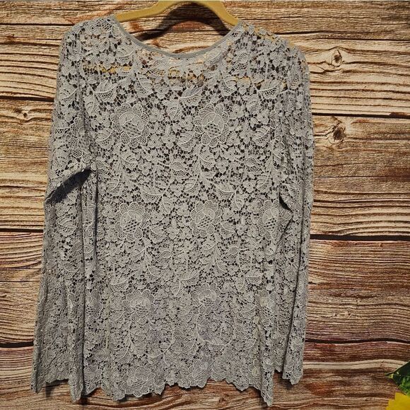 Gold Hawk long sleeve blouse Women's medium gray Pre-owned - Picture 3 of 7